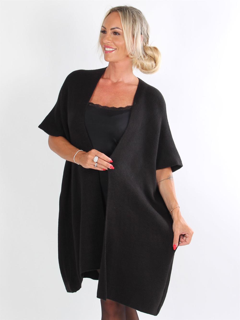 Saimine - Armygrøn simpel strikcardigan uden ærmer